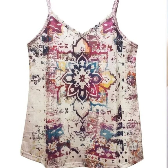 Women'sEthnic Floral Print Cami Top with V-Neck In S-M-L - Picture 2 of 4